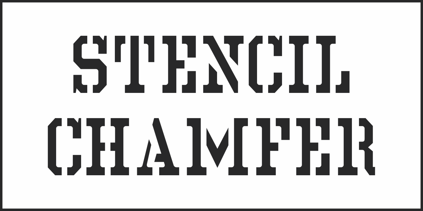 Beispiel einer Stencil Chamfer JNL Oblique-Schriftart